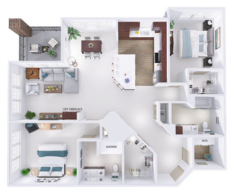 Floor plan for 2 beds, 2 baths, 1484 sqft